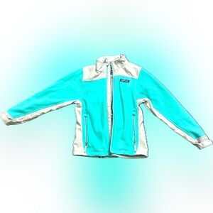Lauren James Coats & Jackets Turquoise and White Fleece Jacket